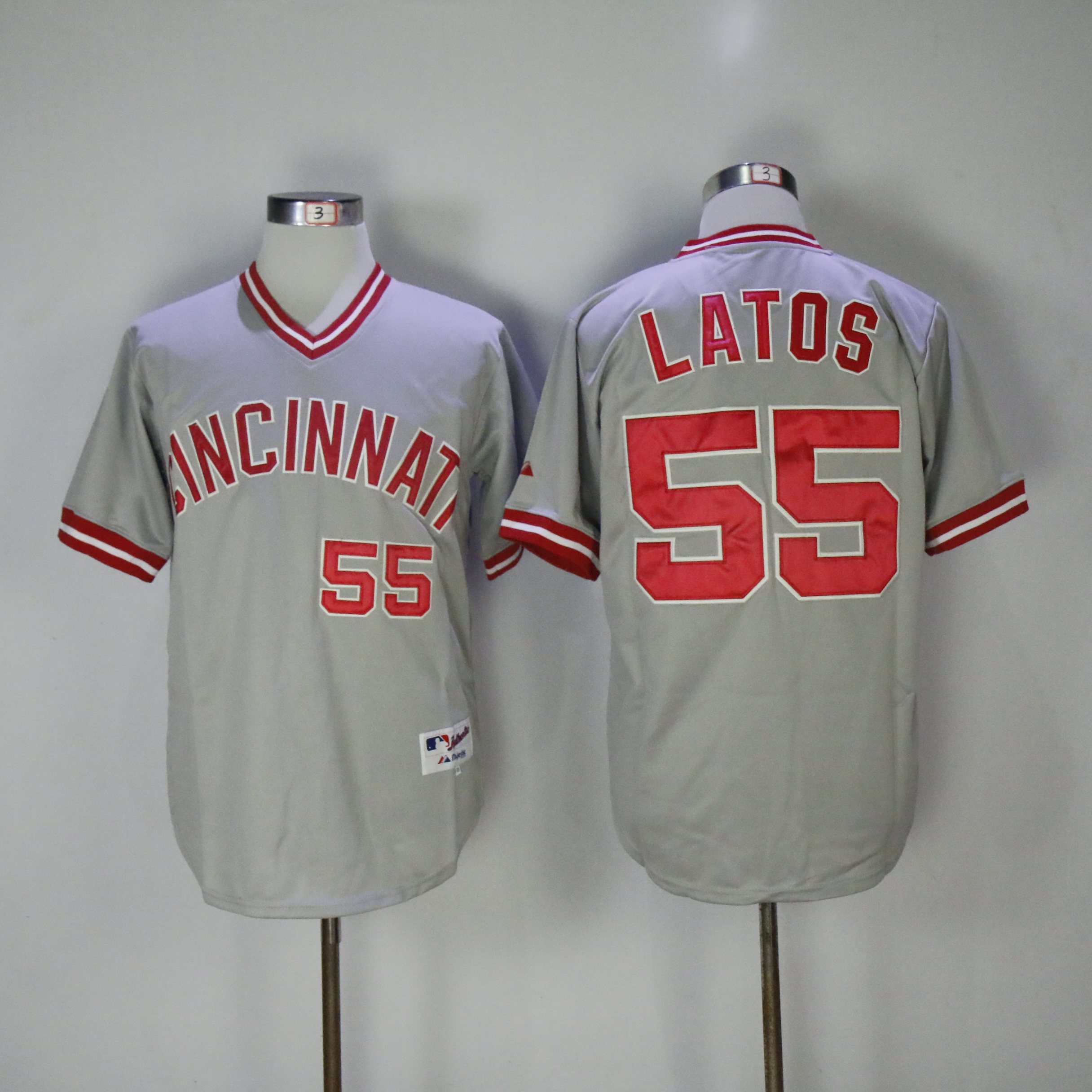 Men MLB Cincinnati Reds 55 Latos grey jerseys